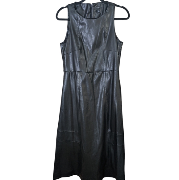 Halogen Black Faux Leather Midi Dress - Picture 5 of 9